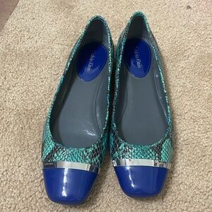Calvin Klein Flats Blue Snake Skin Size 8